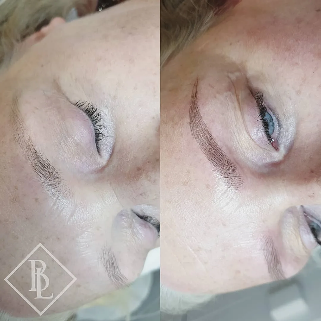 Cosmetic tattoo hairstroke brows before and after