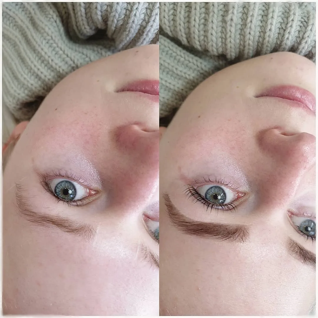 Brow tint and shape before and after